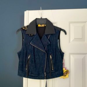 NWT Vera Wang Jean and faux leather vest